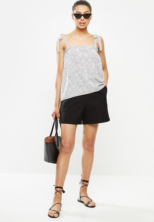 MILLA - Cami tie top - white & black