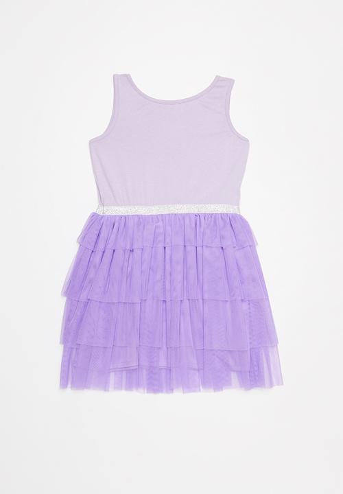 Pop Candy - Tiered mesh combo dress - purple