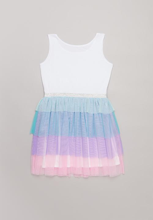 Pop Candy - Tiered mesh combo dress - multi