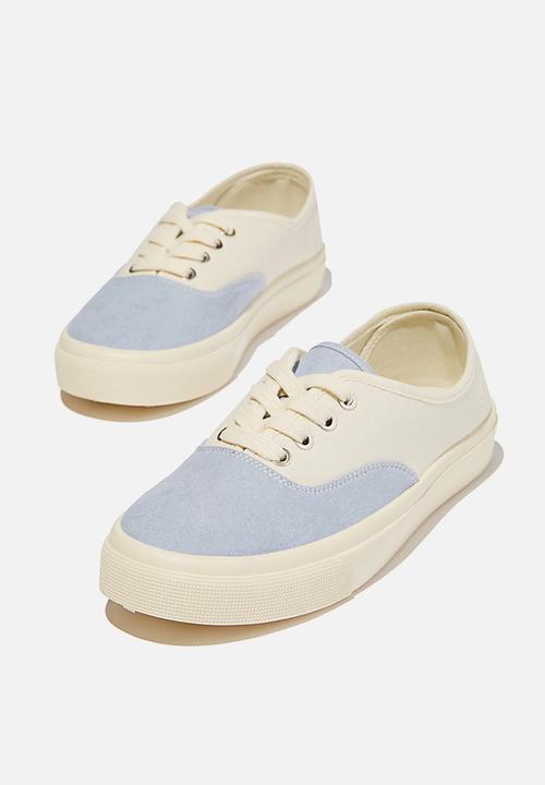 Cotton On - Jamie lace up plimsoll - vintage blue ecru multi