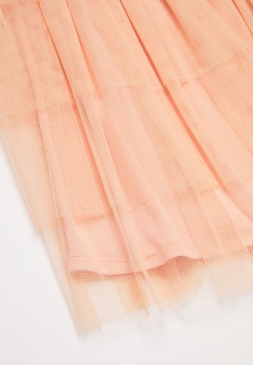 Pop Candy - Tiered mesh combo dress - peach