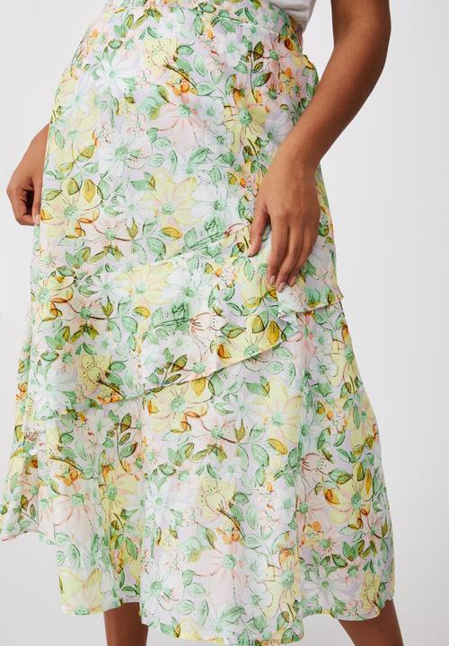 Cotton On - Curve florence frill midi skirt - sharna floral