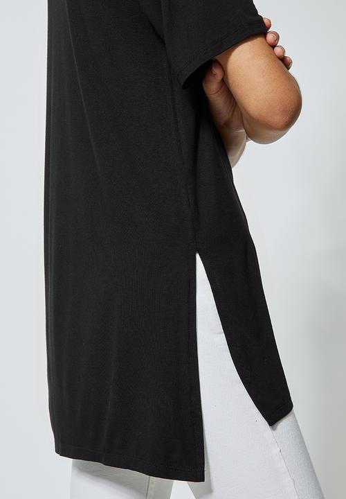Superbalist - Hi neck longline top - black