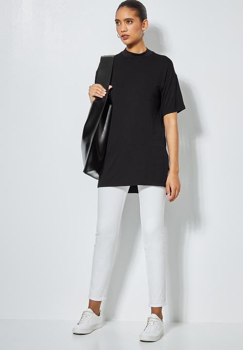 Superbalist - Hi neck longline top - black