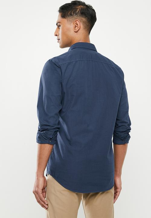POLO - Jason textured signature shirt - navy