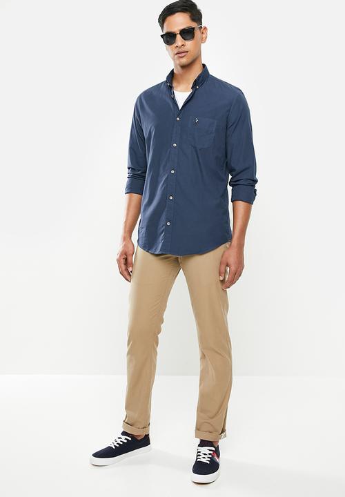 POLO - Jason textured signature shirt - navy