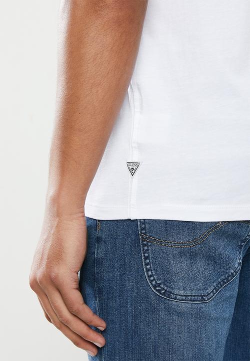 GUESS - Short sleeve guess 2 colour crew tee - white