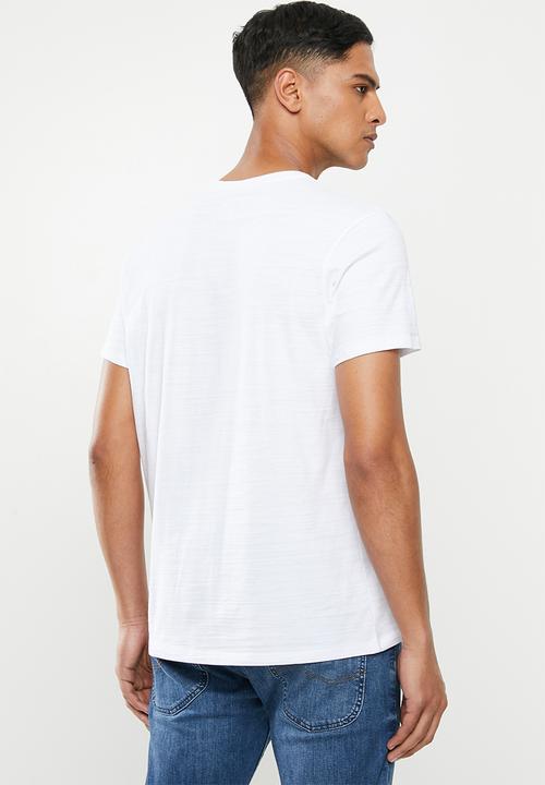 GUESS - Short sleeve slub tape tee - white