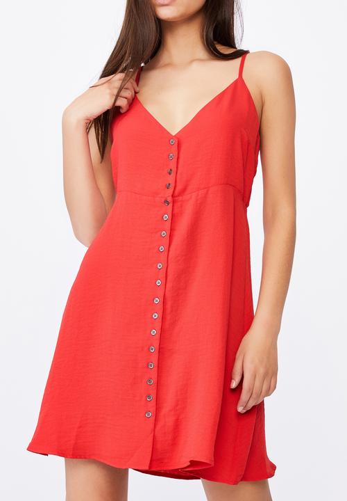 Factorie - Button through dress - red 
