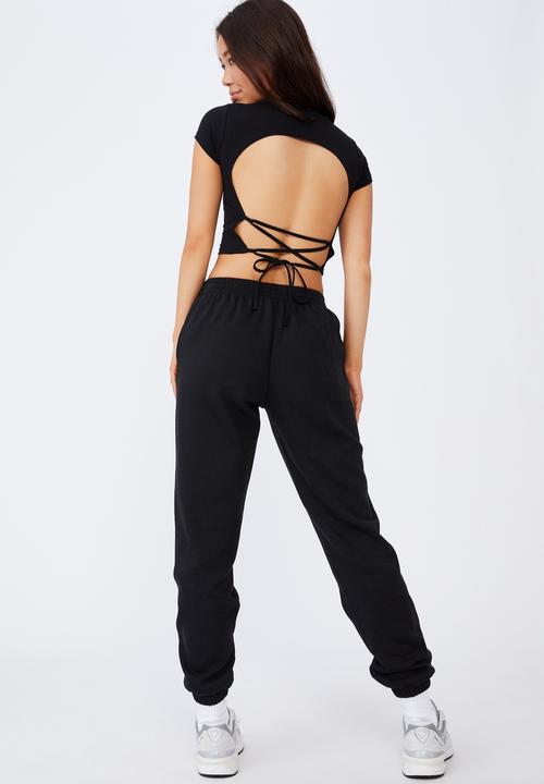 Factorie - Criss cross short sleeve top - black