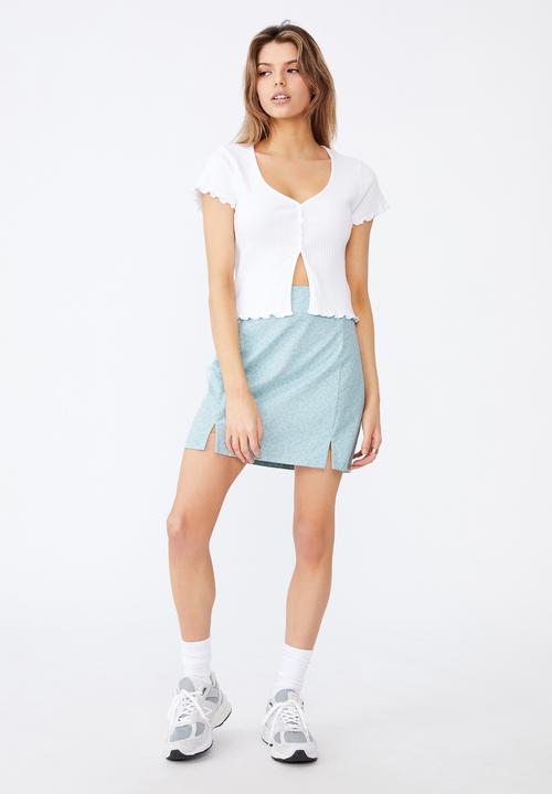 Factorie - Double split mini skirt - blue 
