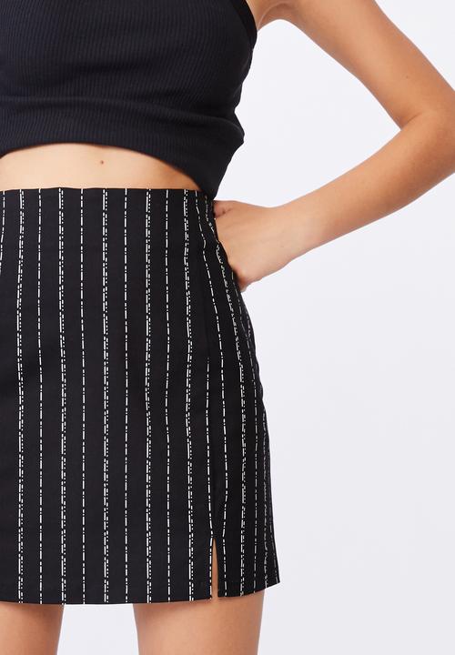 Factorie - Double split mini skirt - black & white 
