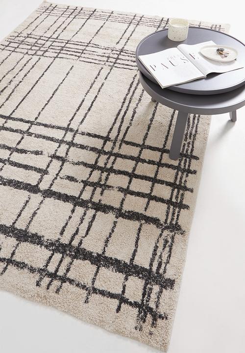 Sixth Floor - Striped tufted rug - charcoal/cream
