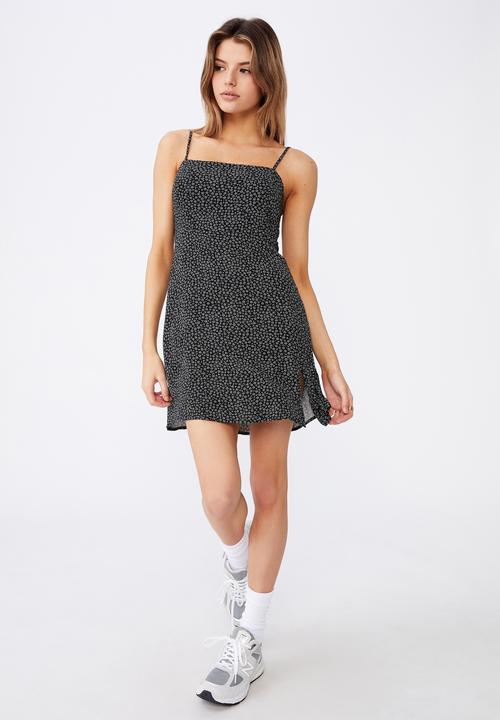 Factorie - Fit and flare split dress - black & white 