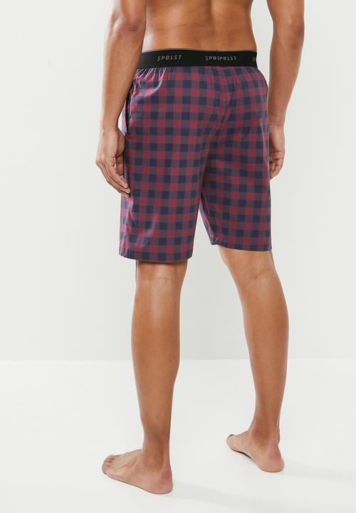 Superbalist - Woven sleep shorts - burgundy & navy