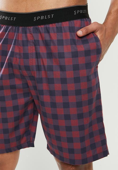 Superbalist - Woven sleep shorts - burgundy & navy