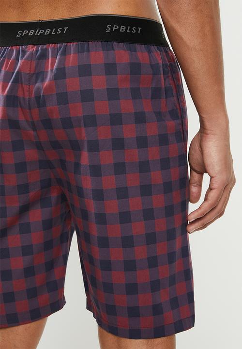 Superbalist - Woven sleep shorts - burgundy & navy