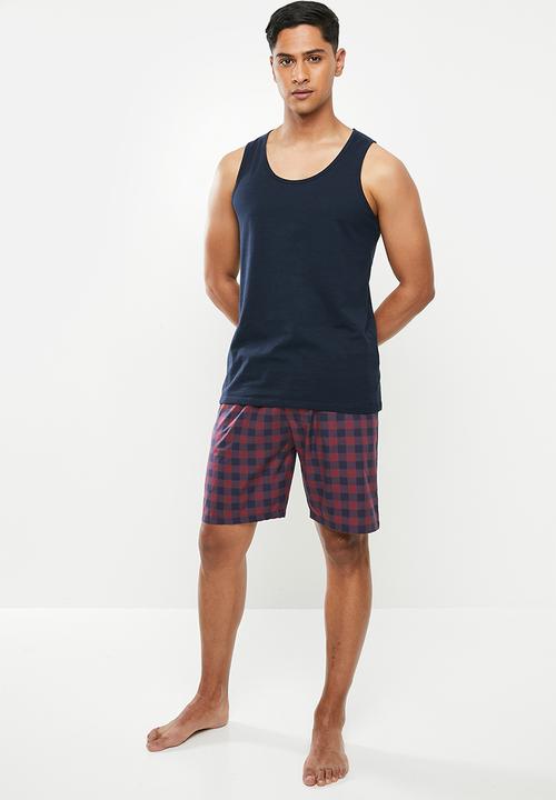 Superbalist - Woven sleep shorts - burgundy & navy