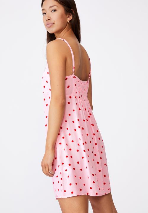 Factorie - Gather tie front dress - pink 