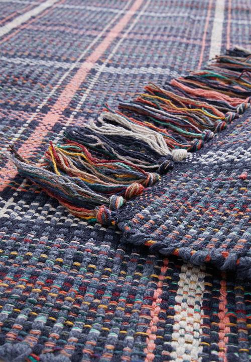 Sixth Floor - Plaid woven cotton rug - blue/red