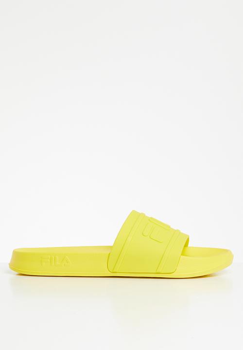 yellow fila sandals