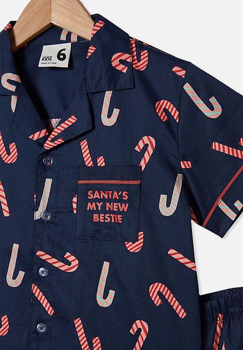 Cotton On - Pete woven short sleeve pj set - navy