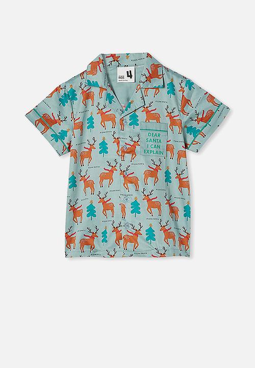 Cotton On - Pete woven short sleeve pj set - green