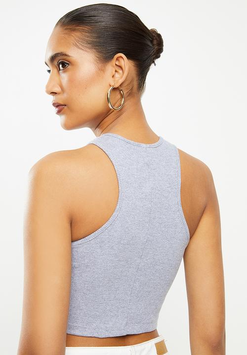 Blake - Ribbed racer crop top - grey 