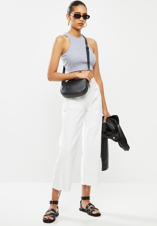 Blake - Ribbed racer crop top - grey 