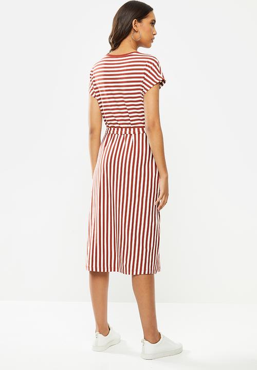ONLY - Happy life short sleeve dress - rust & white
