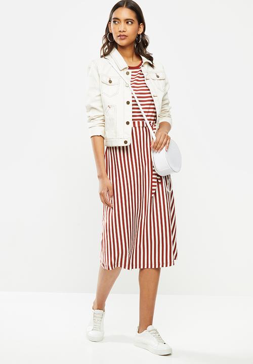 ONLY - Happy life short sleeve dress - rust & white