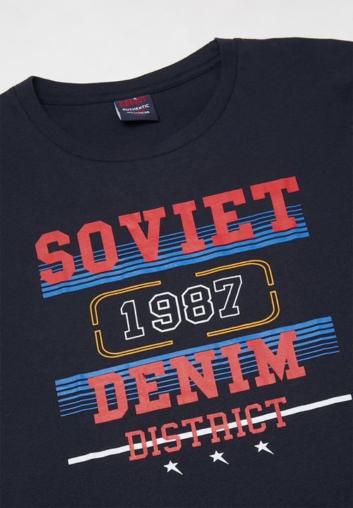 SOVIET - Boys short sleeve logo tee - navy