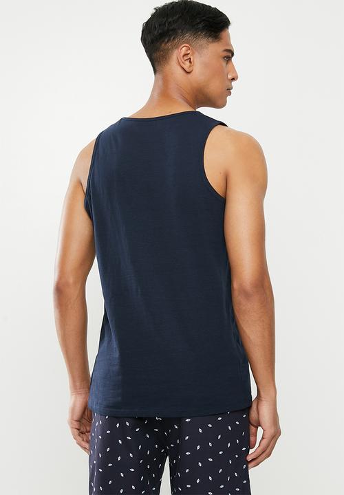 Superbalist - 2 Pack premium cotton slub vests - navy & white