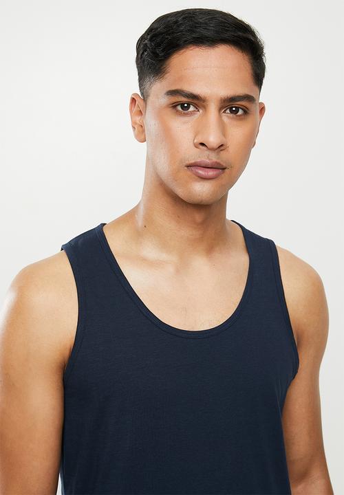 Superbalist - 2 Pack premium cotton slub vests - navy & white