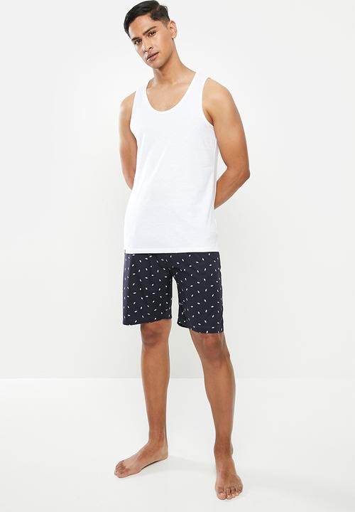 Superbalist - 2 Pack premium cotton slub vests - navy & white
