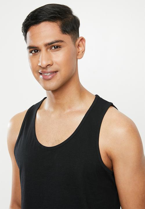 Superbalist - 2 pack premium cotton slub vests - black & red