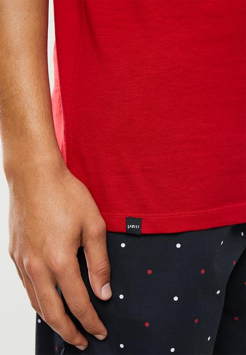 Superbalist - 2 pack premium cotton slub vests - black & red