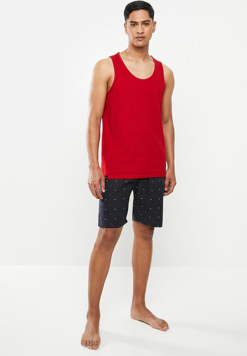 Superbalist - 2 pack premium cotton slub vests - black & red