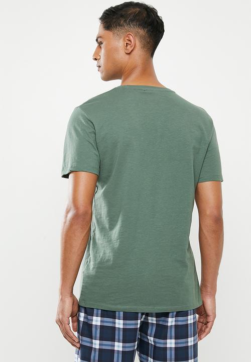 Superbalist - 2 Pack scoop neck short sleeve sleep tee - blue & green 