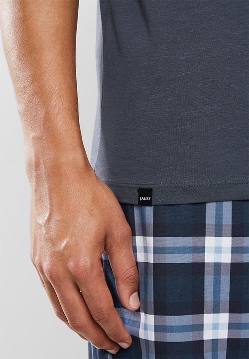 Superbalist - 2 Pack scoop neck short sleeve sleep tee - blue & green 