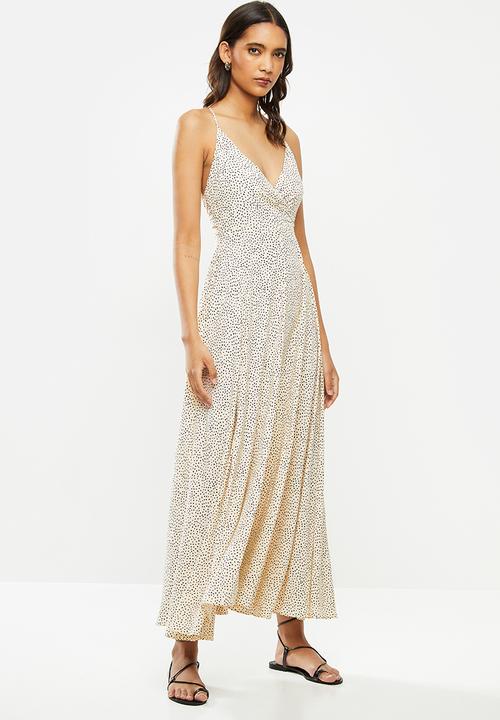 VELVET - Circle midi dress with tieback - neutral & black