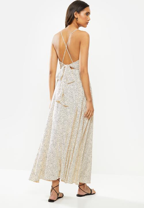 VELVET - Circle midi dress with tieback - neutral & black