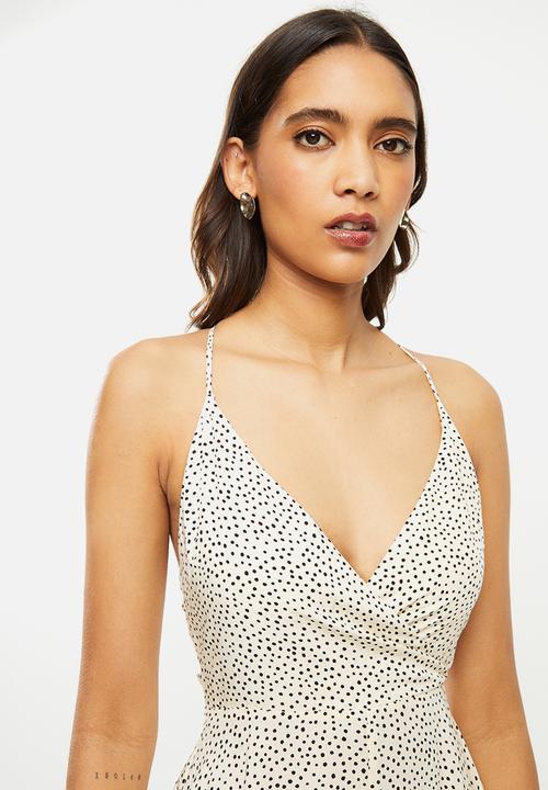 VELVET - Circle midi dress with tieback - neutral & black