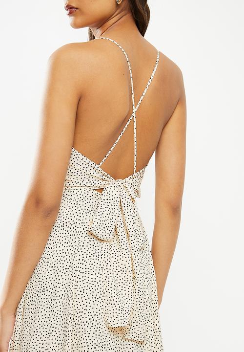 VELVET - Circle midi dress with tieback - neutral & black