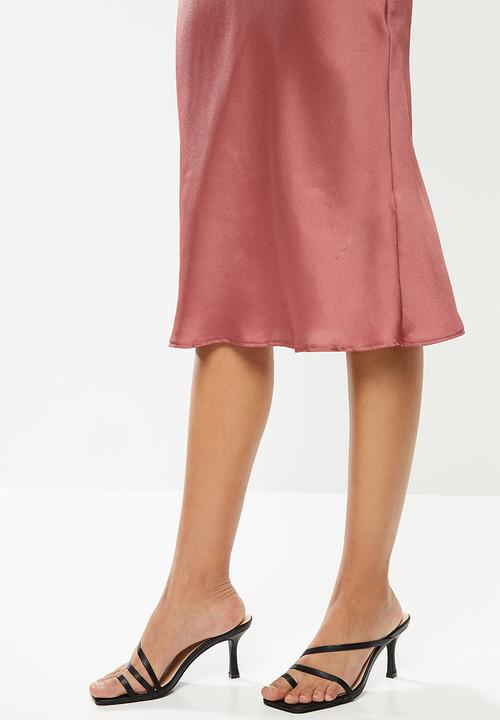 VELVET - Satin bias cut slip skirt - pink
