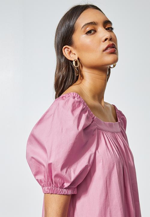 Superbalist - Square neck tiered dress - pink