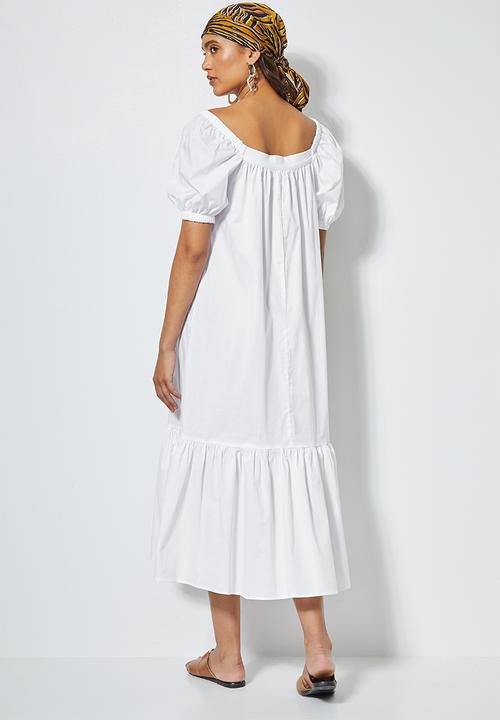 Superbalist - Square neck tiered dress - white