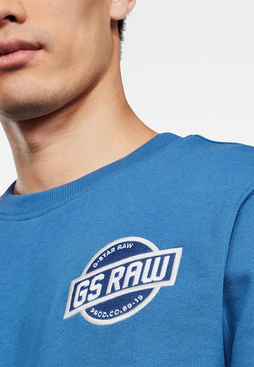 G-STAR - Chest logo long sleeve - blue 