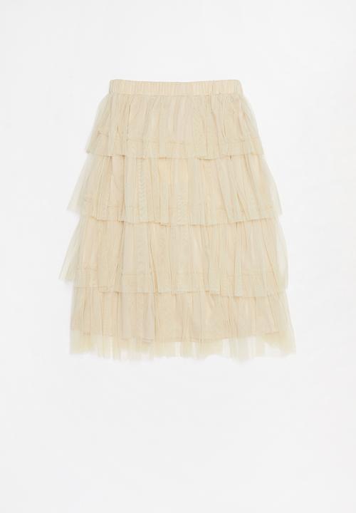 Superbalist - Tiered tulle skirt - beige