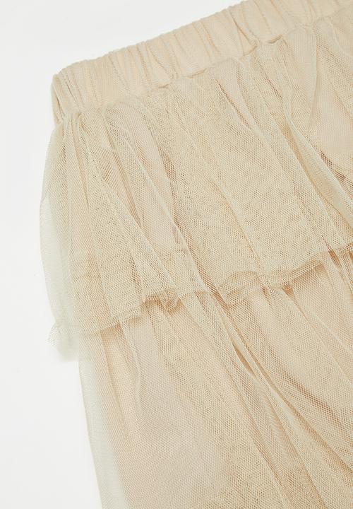 Superbalist - Tiered tulle skirt - beige